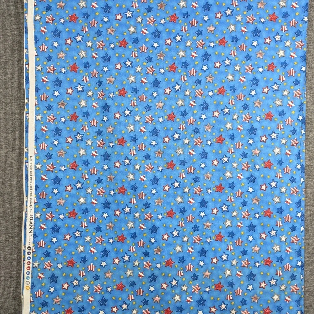 Patriotic Stars Blue Cotton Americana Sewing Quilting 44